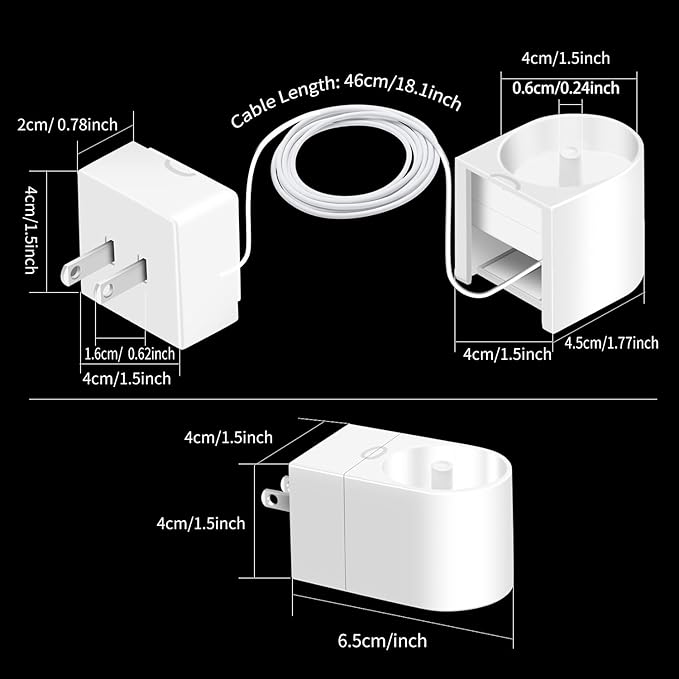 2 in 1 Wall Charger for Philips Sonicare Electric Toothbrush, Electric Toothbrush Wall Charger for Philips Sonicare HX6100/ HX3000/ HX6000/ HX8000/ HX9000 Series (Black)