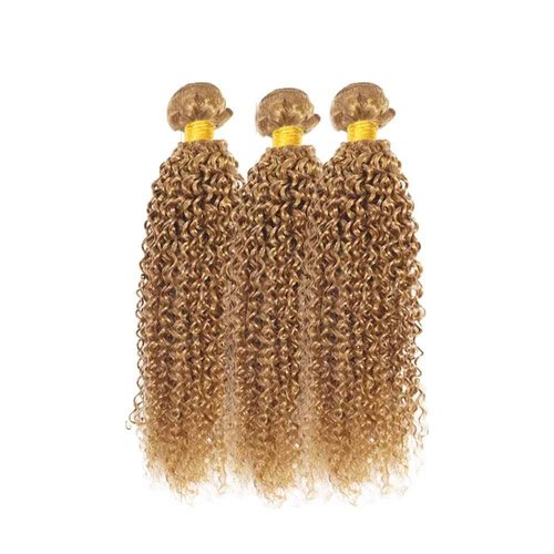Fabimiya 20 22 24 Inch Human Hair Bundles Honey Blonde 27# Jerry Curly Bundles Human Hair 100% Unprocessed Soft Sewn In Hair with Double Weft for Black Women
