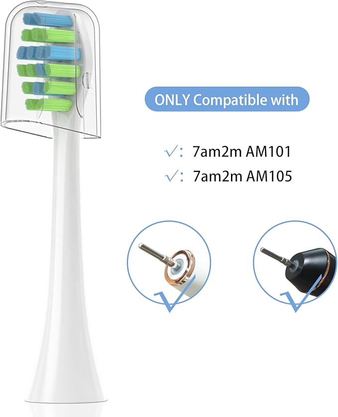YMPBO Toothbrush Replacement Heads Compatible with 7AM2M AM100/AM105/AM110 Electric Toothbrush, Soft Brush Bristles, 5 Pack White + 5 Pack Black