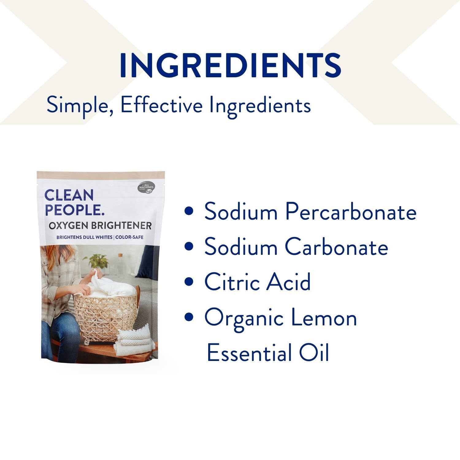 The Clean People Oxygen Brightener Stain Remover | Bleach Alternative, Simple Ingredients, Brightens Dull Whites AND Colors | 79 oz