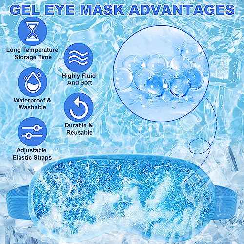 2Pack Cold Cooling Eye Mask, Reusable Hot Colder Therapy Gel Bead with Plush Backing for Puffiness Migraine Stress Relief Skin Care Dry Eyes