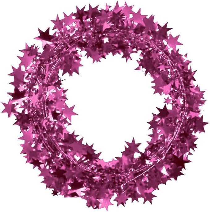 PMU 25 Ft Star Wire Shiny Garland Light Pink - Halloween, Christmas Party, Wedding, Birthday, Festive Home Decoration Ornament Light Pink