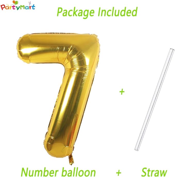 gold Foil Balloons Number 7, 42 inch