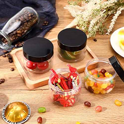 SATINIOR 36 Pieces 1 oz Plastic Jars with Lids Wide Mouth Airtight Reusable Container Acrylic Cosmetic Small Jars for Lotions Ointments Travel Toiletries Creams Make up Storage(Black)