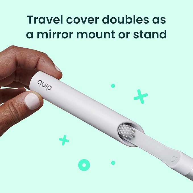 Quip Metal Sonic Electric Toothbrush for Adults - Time Travel & Soft Bristles with Travel Case & Replacement Brush Head - 3 Month Battery Life - Pink