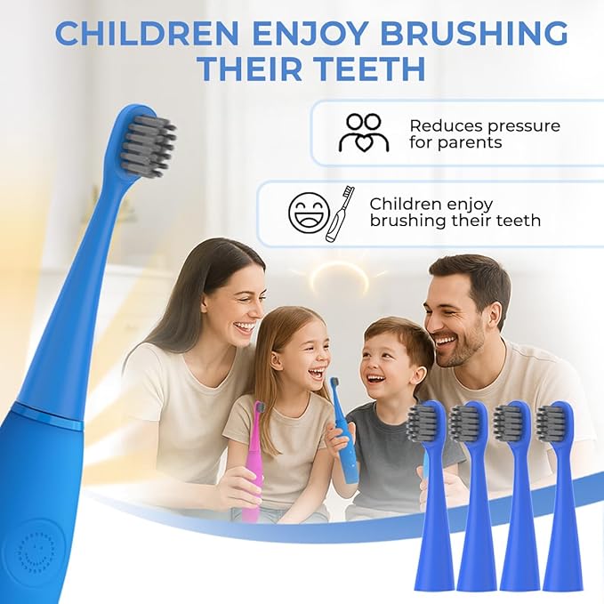8 Pack Toothbrush Replacement Heads Compatible with Burst Kids Electric Toothbrush, Burst Kids Replacement Heads with Ultra-Soft Bristles, Dust Cover Caps, Perfectly Compatible (Blue+Purple)