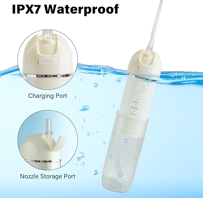 Portable Water Flosser for Teeth 2 Pack, Cordless & Portable Collapsible Oral Irrigator Water Teeth Cleaner Pick for Home Travel Use,3 Modes & IPX7 Waterproof Rechargeable Water Flosser Dental Pick