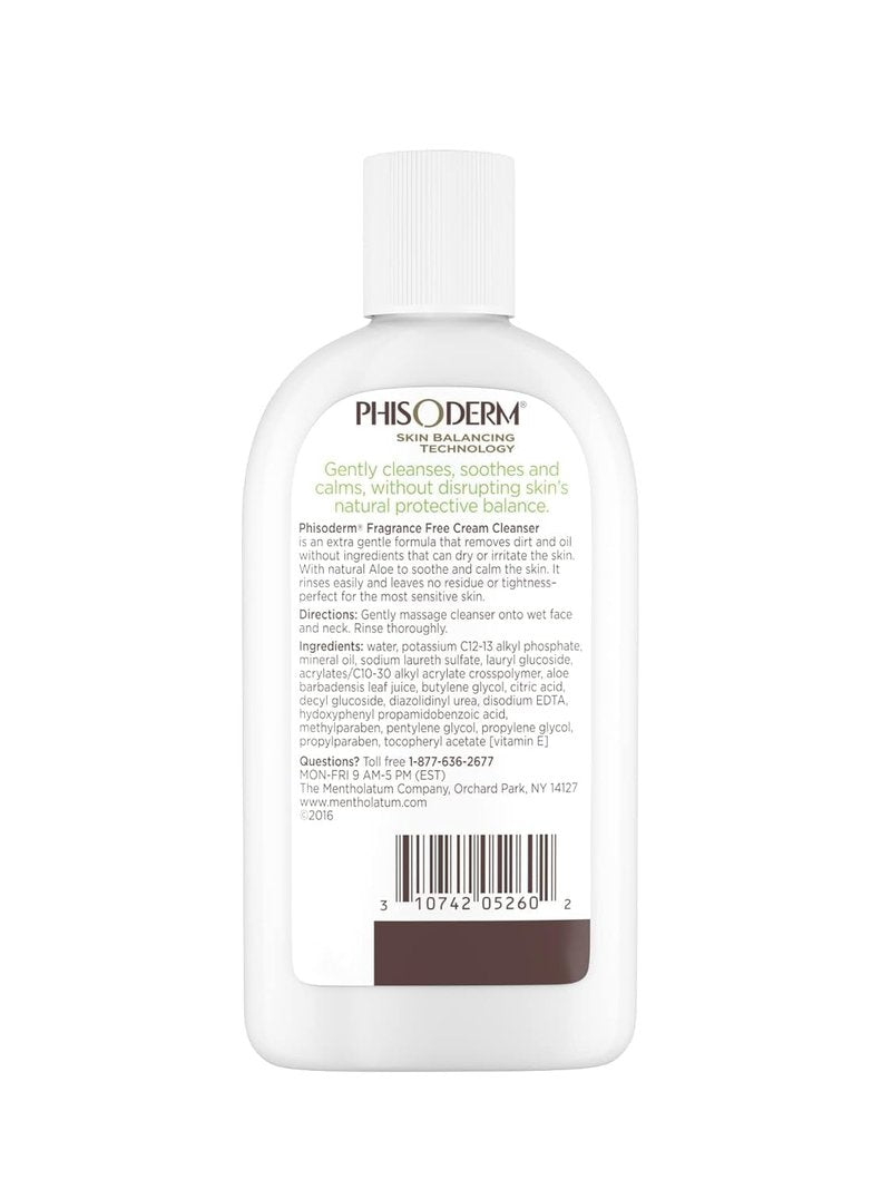 Phisoderm Fragrance Free Cream Cleanser For Sensitive Skin 6 oz (Packs of 6)