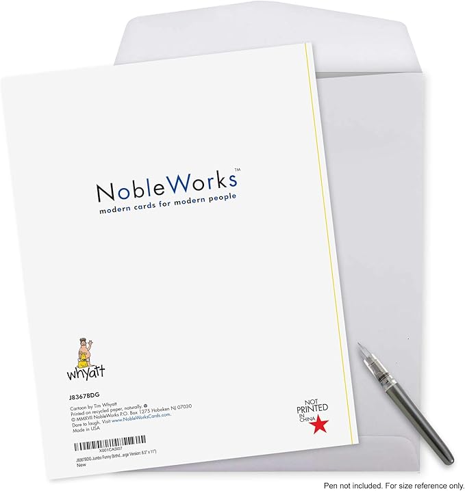 NobleWorks -1 Funny Birthday Card Inappropriate (8.5 x 11 Inch) - Humor Cartoon Bday Notecard with Envelope - Grow Sideburns J8367BDG