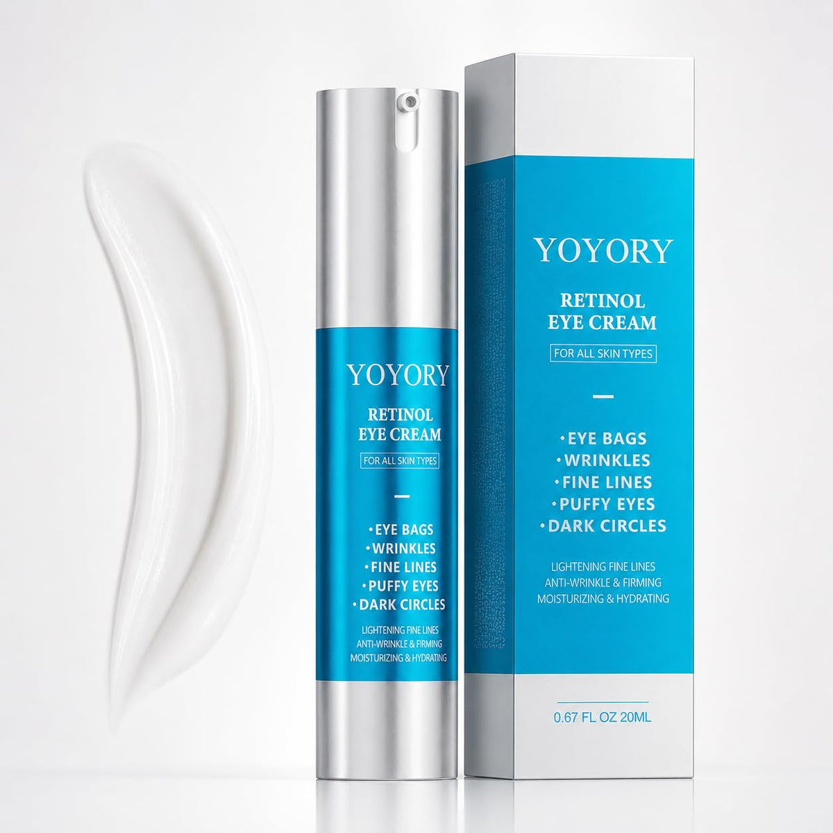 YOYORY Under Eye Cream - Eye Cream Reduces Eye bags,Dark Circles, Fine Lines, and puffiness Smoothing Skin Care Treatment for Women and Men, 20ML(Blue)