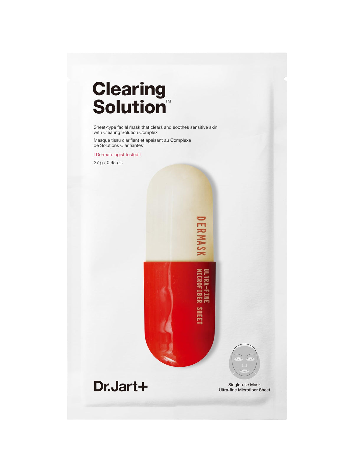 Dr.Jart+ Dermask Micro Jet Clearing Solution Korean Face Mask | Sheet Mask | Calms, balances & revitalizes skin | Korean Skin Care | Travel Size, 1 Pack