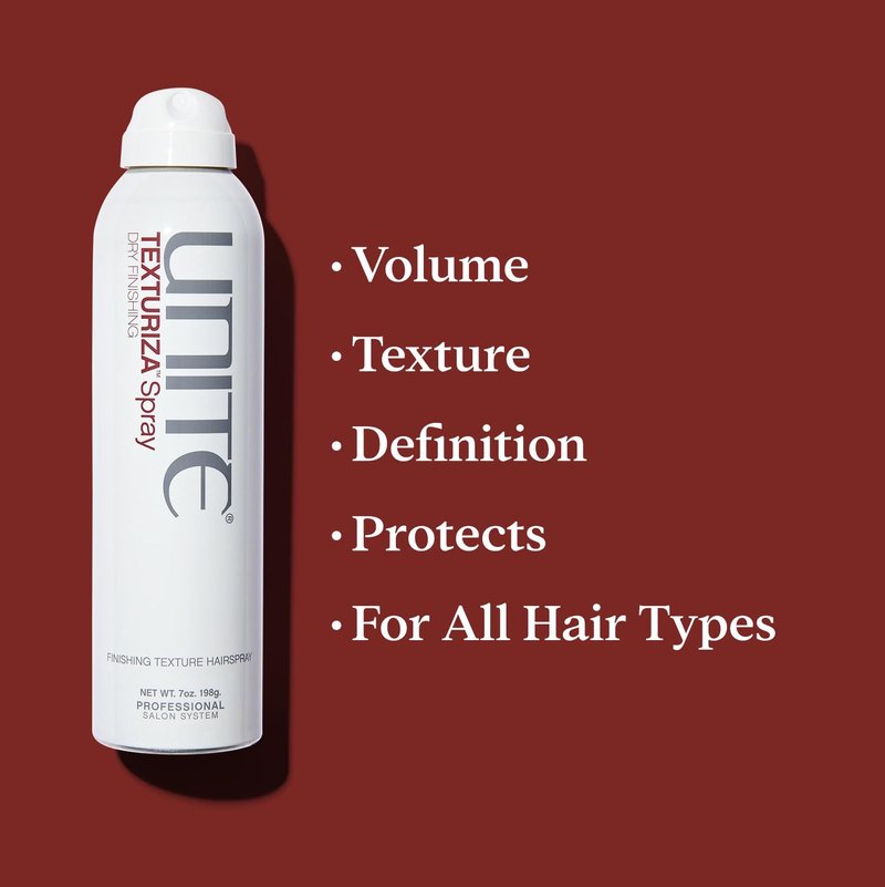 UNITE Hair – TEXTURIZA Texturizing Spray – Dry Finishing Spray for Weightless Volume, Texture & Medium Workable Hold – UV & Thermal Protection – 7 Oz
