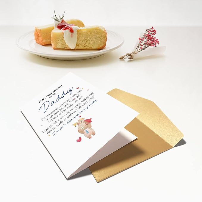 Chenive Happy First Birthday As My Daddy Card, Sentimental New Dad Birthday Card, Bear Themed 1st Daddy Birthday Card from Baby