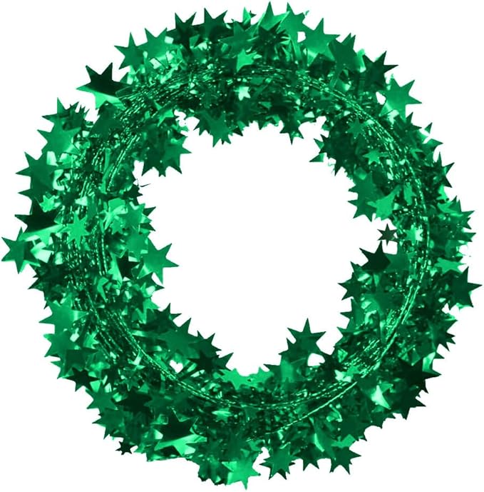 PMU 75 Ft Star Wire Shiny Garland Green - Halloween, Christmas Party, Wedding, Birthday, Festive Home Decoration Ornament Green (3pc-25Ft Each)