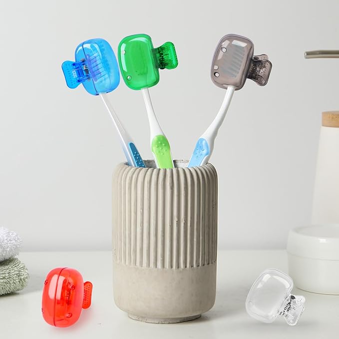 6 Pack Toothbrush Covers Portable Toothbrush Protector Coverings Clips Tooth Brush Storage Head Cover Cap for Kids Bathroom Home Travel Tooth Brush Case