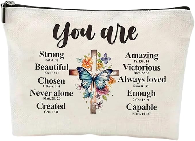 GRITOSE Small Cosmetic Bag for Women，Encourage Makeup Bag for Girls，Surprise Gift Birthday Gift for Friend Student，Blue Butterfly designs White Nurse Cosmetic Travel Pouch