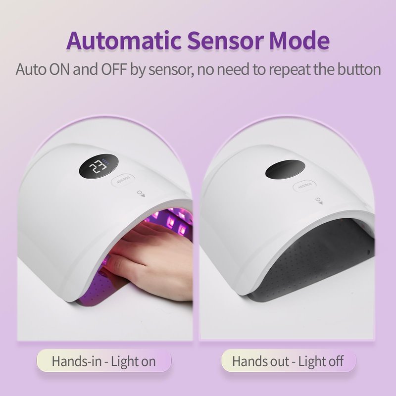 LASONAS Cordless UV LED Nail Lamp, 48W Professional Rechargeable Nail Lamp 48W UV Light for Gel Nails, 24 LED Gel Curing Light, Smart Sensor, 2 Timers, LCD Display, Removable Base for Salon & Home