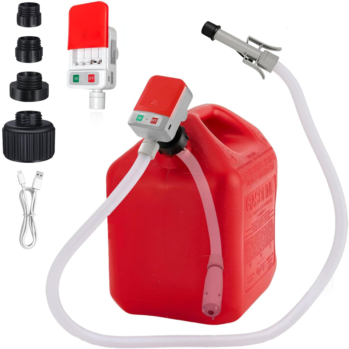 Automatic Fuel Transfer Pump with Auto-Stop Sensor | Stop Lifting Heavy Cans | 51    Extra Long Hose | 3.2GPM Gasoline Transfer
