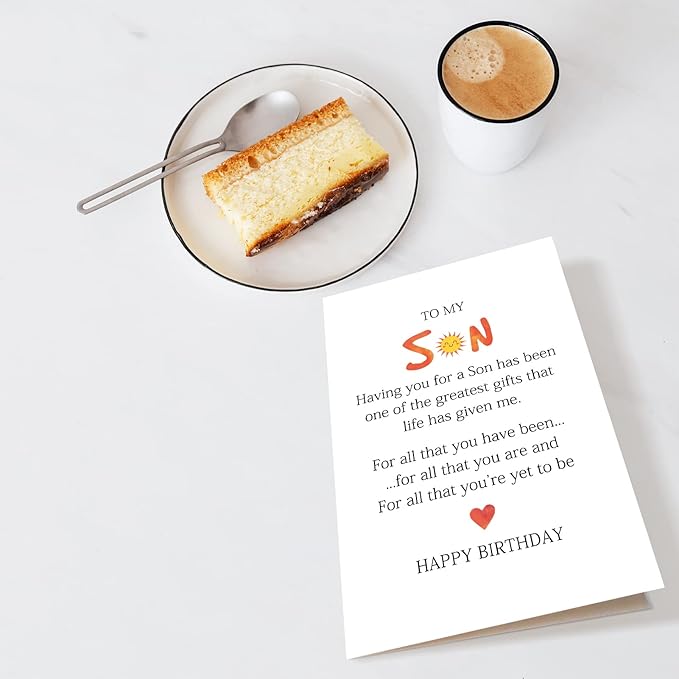 Chenive Funny Son Birthday Card from Mom and Dad, Happy Birthday Card Gift for Sons, Adult Sons Bday Greeting Cards from Parents, Having You For A Son Has Been One Of The Greatest Gifts