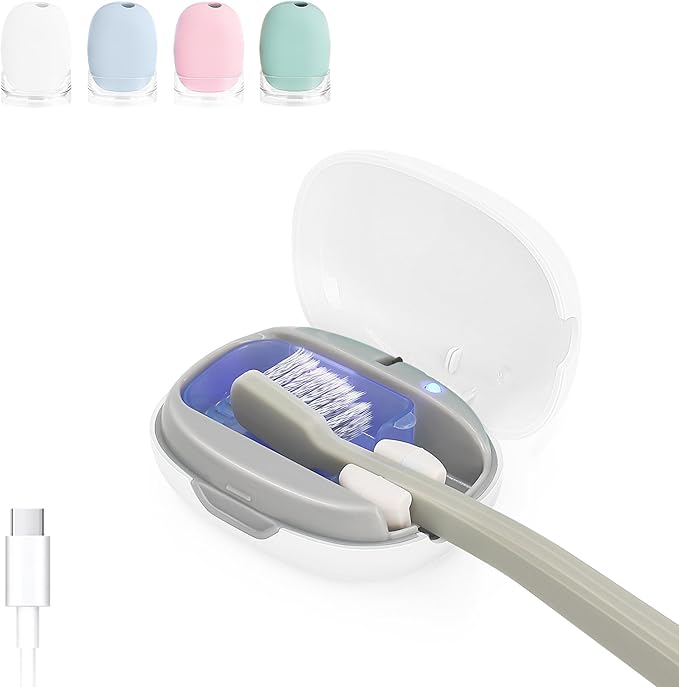 Toothbrush Holder, Toothbrush Cleaner Case, Portable USB Charging Toothbrush Cover with U V-C Light, Travel Toothbrush Holder