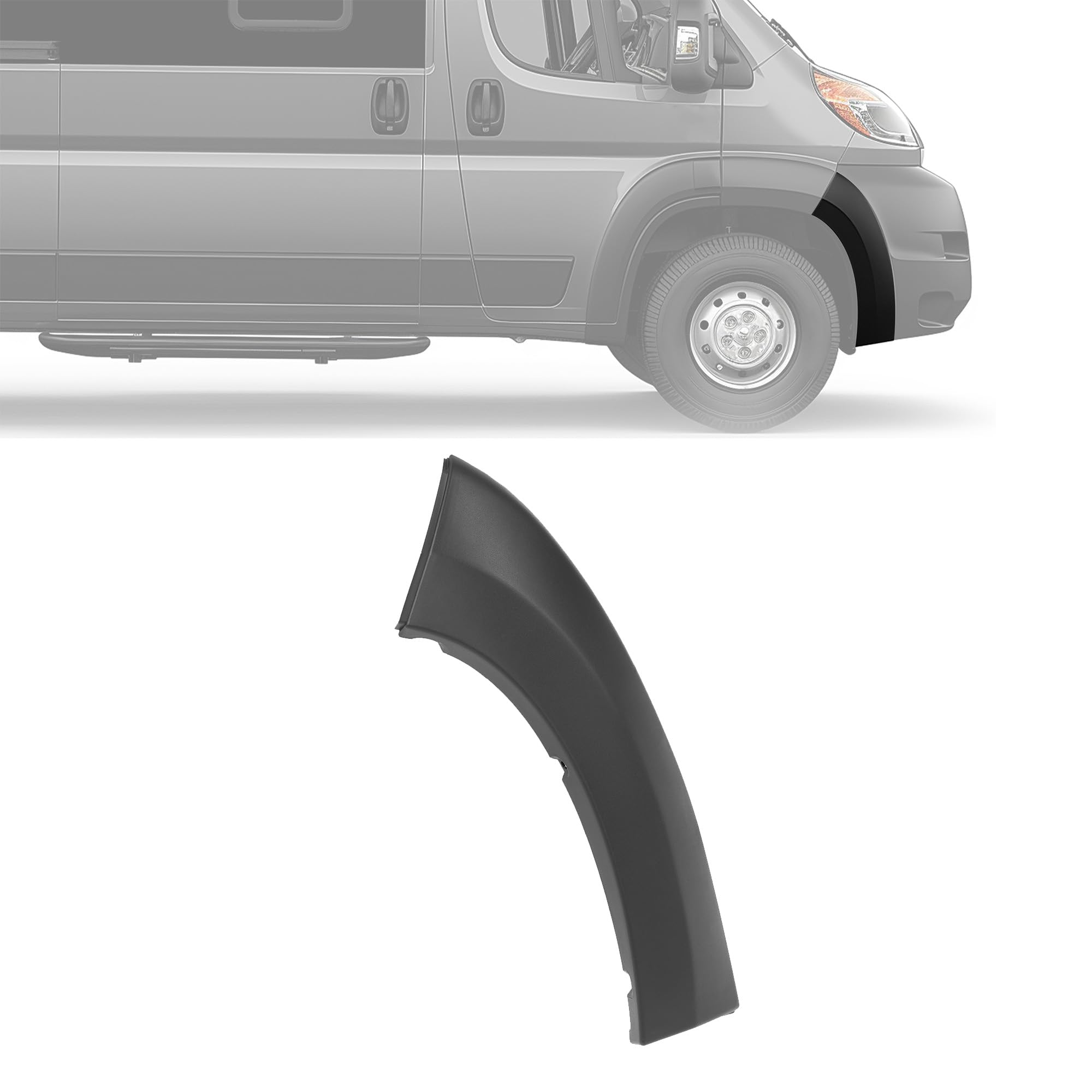 HECASA Front Bumper Molding Trim Fender Flare Compatible with 2019-2022 Dodge Ram Promaster 1500 2500 3500 Wheel Molding End Cap