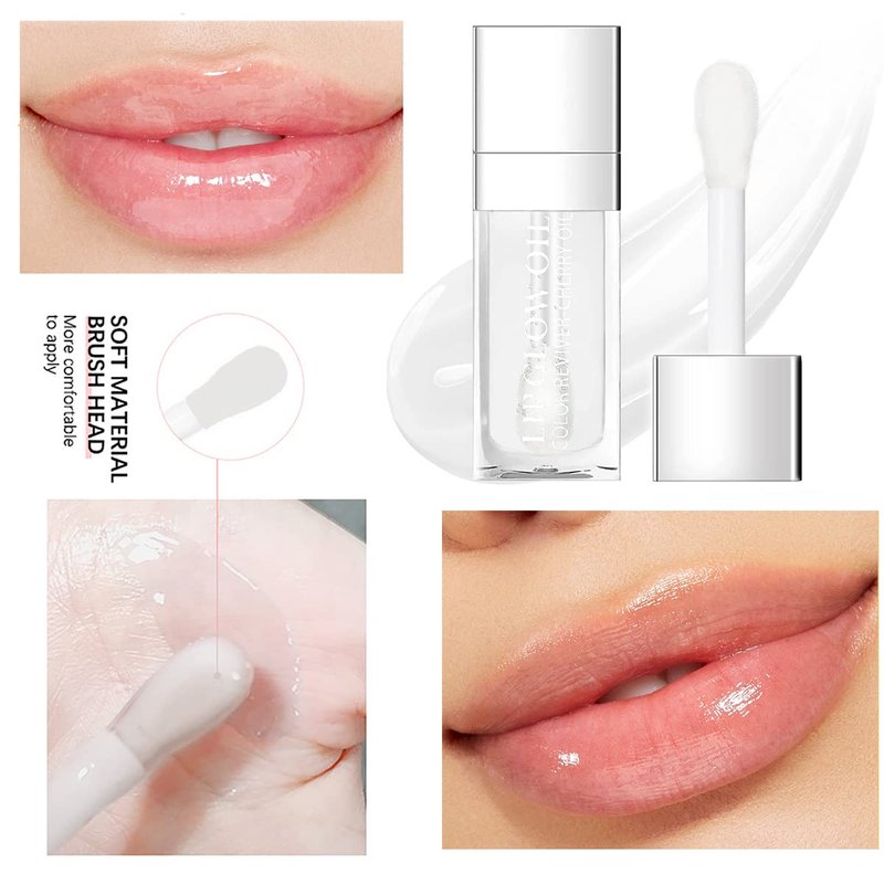 Alisesun Lip Oil Hydrating Tinted Lip Balm, Plump Lip Gloss Lip Care Transparent Toot Lip Oil Tinted (004# Transparent)