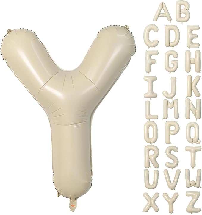 Cream Y Letter Balloons,40 Inch Letter Y Balloon Beige,Helium Custom Letter Balloon for Birthday Anniversary Party Decorations