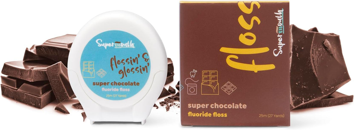 SuperMouth® Fluoride Floss – Patented Expanding Floss Removes 40% More Plaque, Nano-Hydroxyapatite, Vitamins D3 & K2, Xylitol, No Forever Chemicals, Strengthens Enamel & Gums – 4 Flavor Options