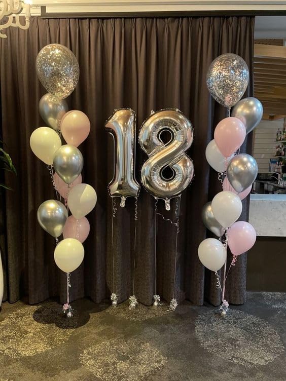 Silver Number 5 Balloon 40 Inch, 5 Balloon Number, 5th Birthday Decorations, Silver Party Supplies for Boys Girls