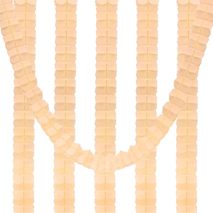 PATIKIL 9.8ft Four-Leaf Garland, 6 Pack Tissue Paper Hanging Flower Garland Reusable Streamers for Party Wedding Backdrop Decorations, Beige
