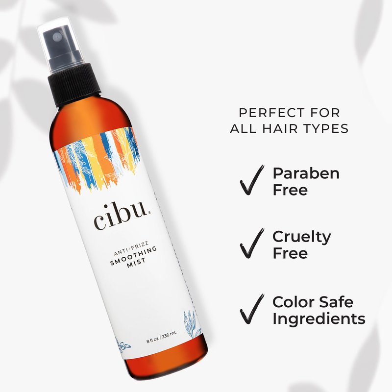 CIBU Anti-Frizz Smoothing Spray | Rice Protein and Keratin Treatment | No Heat Damage Silky Hair Product | 8oz