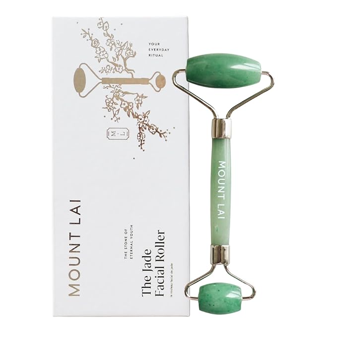 Mount Lai De-Puffing Jade Facial Roller – The Stone of Eternal Youth, Authentic Jade Face Roller for Sculpting, Soothing & Glowing Skin, Ultimate Facial Massager Tool for Self-Care Ritual