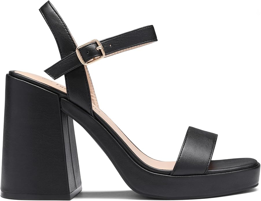 DREAM PAIRS Heels for Women Block Chunky Platform High Heels Open Toe Fashion Wedding Party Evening Prom Dance Ankle Strap Dress Pump Sandals Shoes
