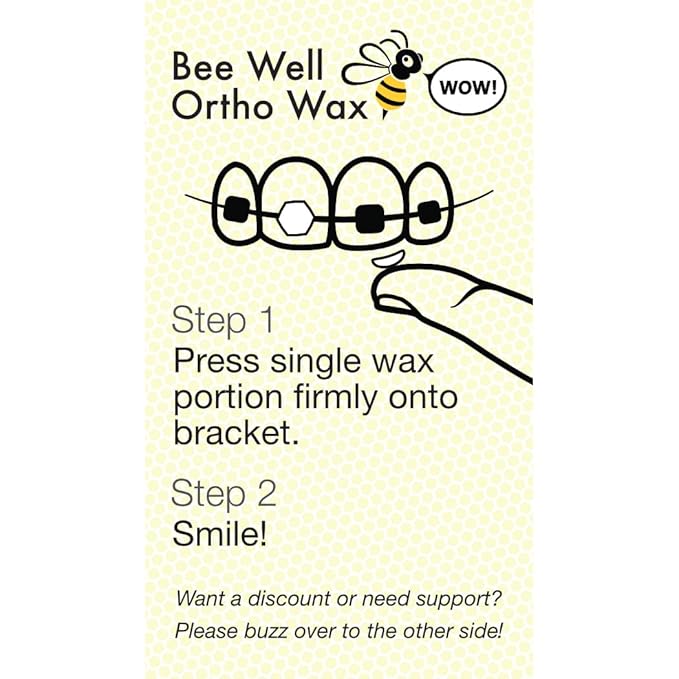 Bee Well Ortho Wax Pure | All Natural Extra Firm Braces Wax | Protect, Prevent & Relieve Orthodontic Braces Discomfort & Mouth Pain | Aluminum Jar | 75 Pieces of Wax for Braces
