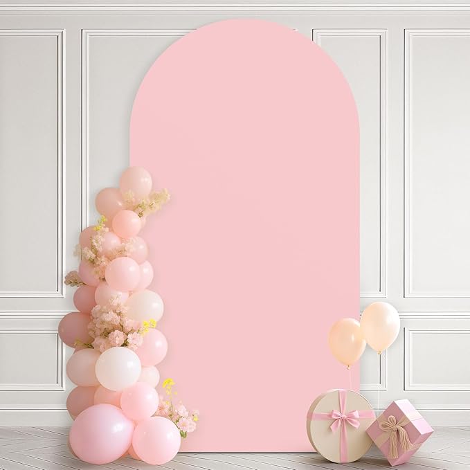 Ledido Wedding Arch Backdrop Cover 6FT Arch Covers Fitted Stretchy Spandex Round Top Stand Backdrop Cover for Wedding Banquet Ceremony Birthday Party Baby Shower Event Decoration,Pale Pink