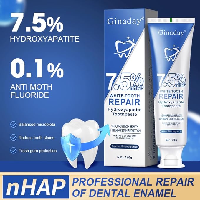 2 Pcs Hydroxyapatite Toothpaste, Deep Cleaning Care Repair Tooth Oral Health Fresh Breath.