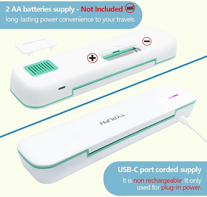 Toothbrush Sanitizer Case, Toothbrush Covers, Portable Toothbrush Travel Holder for Clean and Storage, C Port and AA Batteries Charge, Air Water Filt, Auto-Off, for All Toothbrushes (Green)