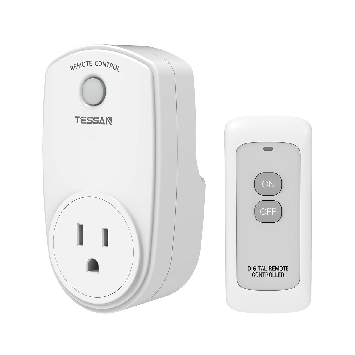 Remote Control Outlet, TESSAN Wireless Electrical Plug Switch for Lights, Lamps, Fans, 100ft RF Range, 1200W (1 Remote + 1 Outlet)
