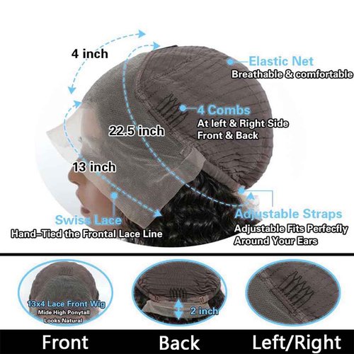 IVYJOYNA Natural Black 22 Inch 13x4 200 Density Lace Front Wigs Human Hair Body Wave HD Transparent Pre Plucked Frontal Wigs Human Hair Curly Glueless Wigs Human Hair Wig for Women