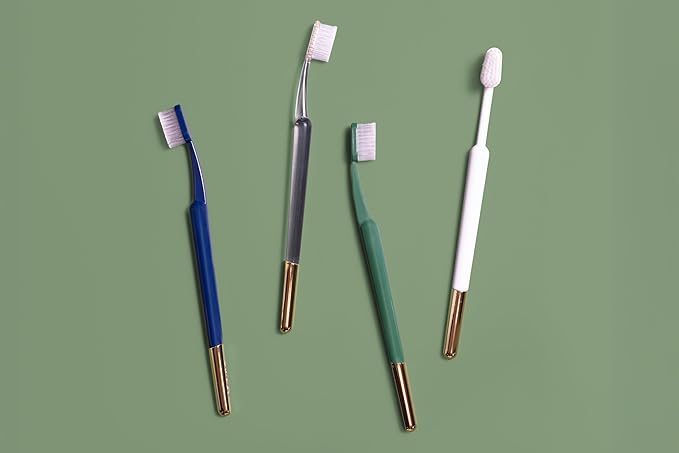TRASK The Better Brush - Luxury Soft Bristle Dentist Designed Manual Toothbrush for Adults, Murano with Gold