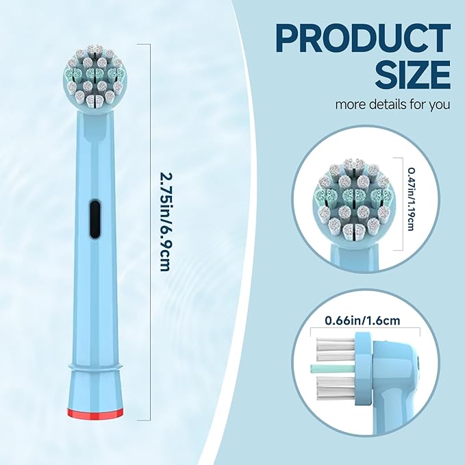 Kids Toothbrush Heads Compatible with Oral B - Electric Toothbrushes, Replacement Brush Heads with Protective Caps, 4/8/12/16 Pack (12)