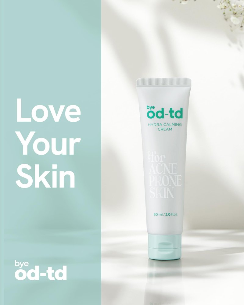 bye od-td Hydra Calming Cream (3.3fl oz) - Gentle Formula, Long Lasting Deep Hydration & Moisturizing Gel for Dry Skin, Barrier Repair, Korean Skin Care. Panthenol, CICA