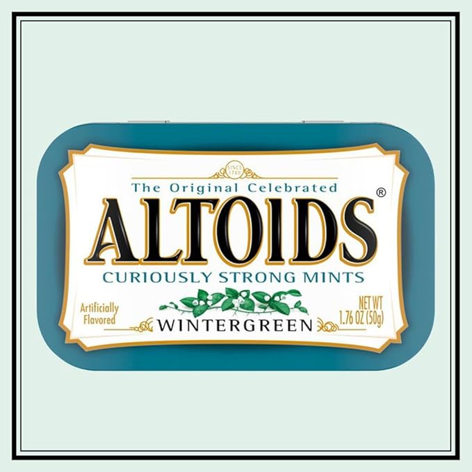 ALTOIDS Mint Candy, Classic Wintergreen Breath Mints Bulk Box, 1.76 oz, 6 Count, Pack of 2