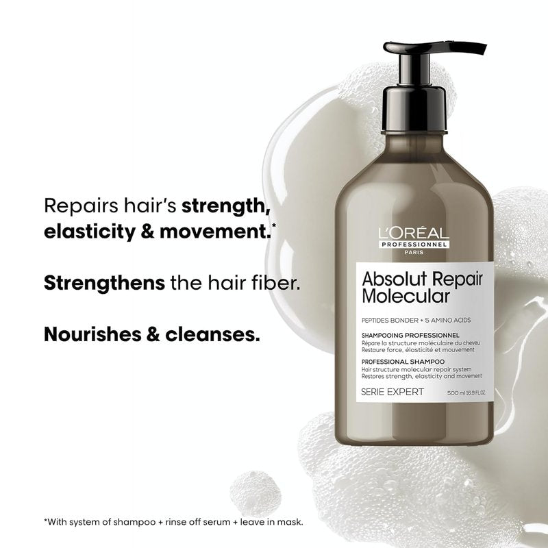 L'Oréal Professionnel Paris Absolut Repair Shampoo & Hair Mask Set - Repairs Damage & Adds Shine, Nourishing & Strengthening, For Dry & Damaged Hair