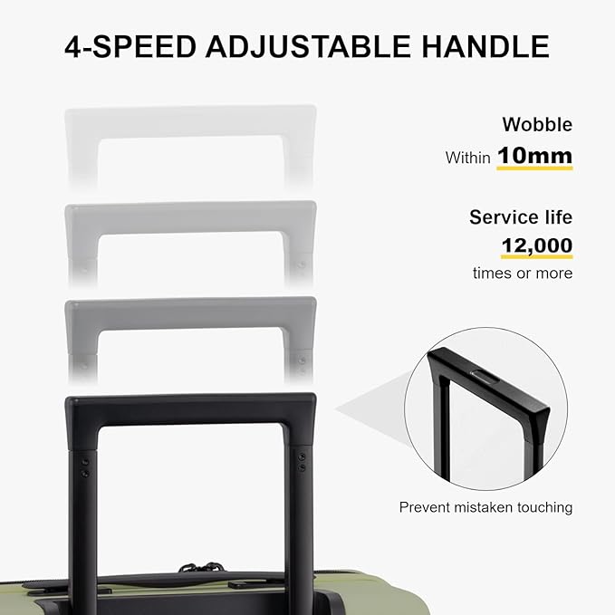 LEVEL8 Carry on Luggage Airline Approved with Spinner Wheels, Lightweight Luminous Textured Travel Bags for Women Men, Tsa Lock Cabin Suitcase, 20 Inch, Pickle Green