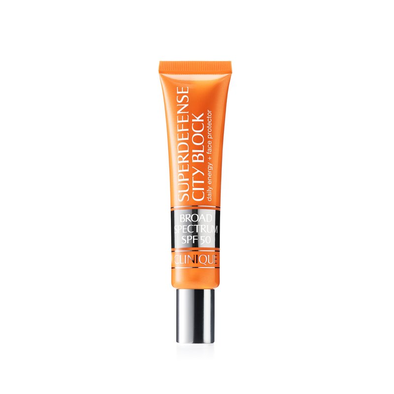 Clinique Superdefense City Block Oil Free Broad Spectrum SPF 50 Daily Energy + Face Protector | Sheer, Weightless Makeup Primer + Sunscreen, 1.4 Fl Oz