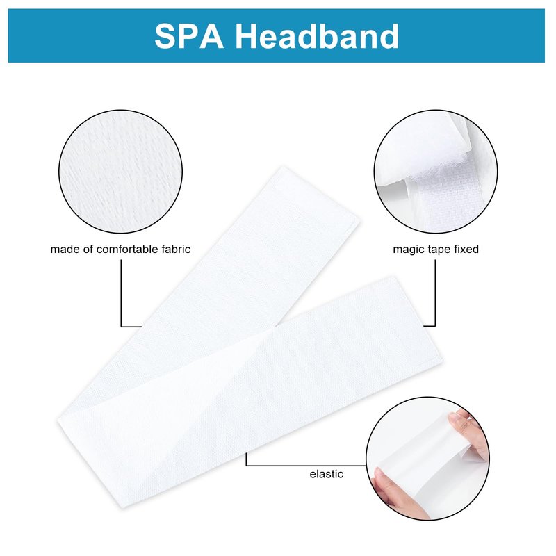 FYSUIMU 250 Pcs Disposable Spa Facial Headbands with Convenient Closure White Stretch Makeup Soft Skin Care Hairband for Women Salons