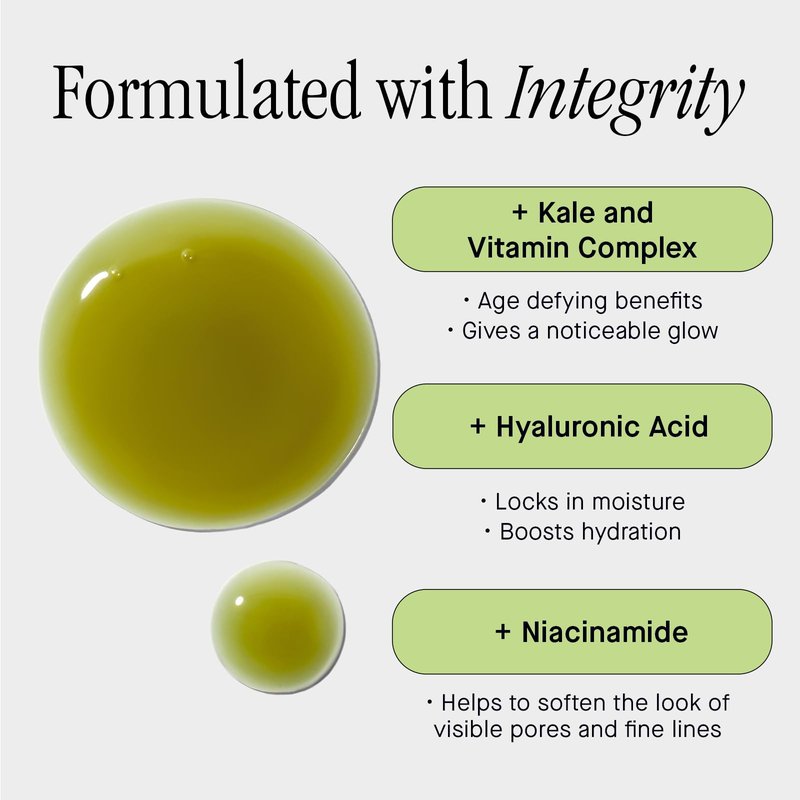 Brandefy Superfood Glow Serum - Kale & Vitamin Complex, Hyaluronic Acid, Niacinamide - Hydrating, Antioxidant Serum for Radiant Skin, Made in the Canada (1 Fl Oz)