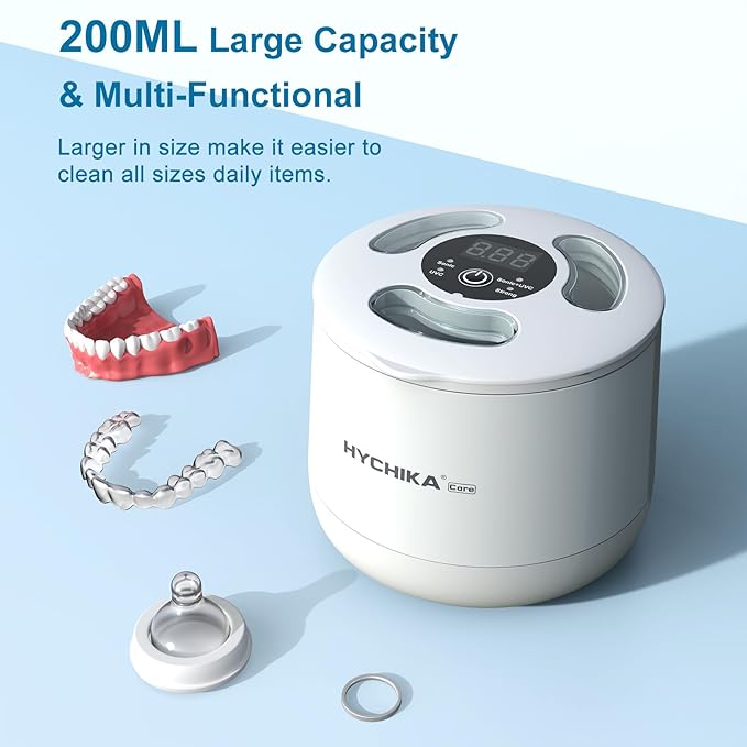 Retainer Cleaner Machine with UV,45kHz High Frequency,4 Upgraded Modes,UV Ultrasonic Retainer Cleaner,200ML Dental Cleaning Pod,for Retainers,Night Guards,Aligner,Braces etc.,Iceberg White