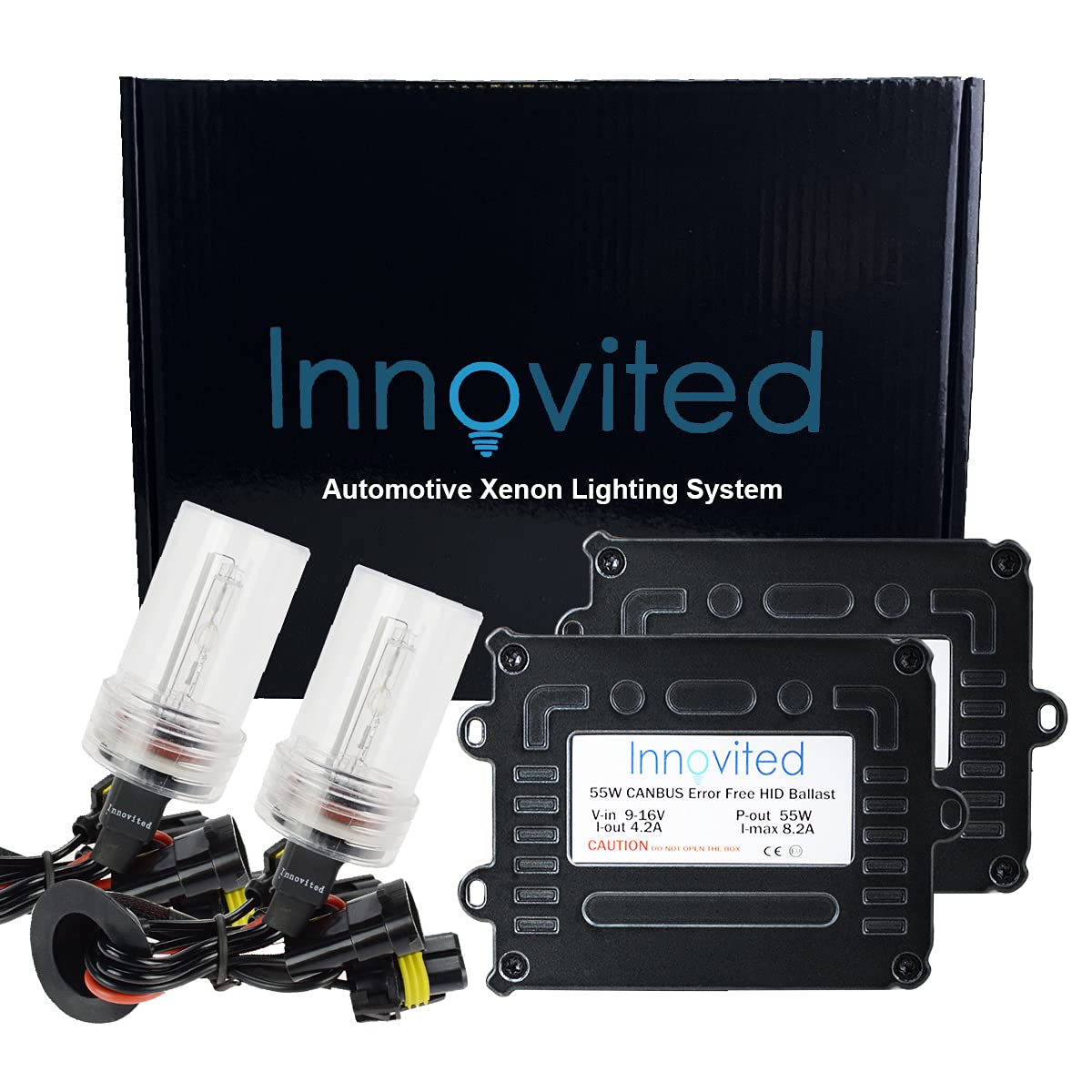 Innovited H11 H9 H8 10000K HID Xenon Bulb (1 pair) bundle with 2 x 55W Canbus Error Free Ballast (Ocean Blue)